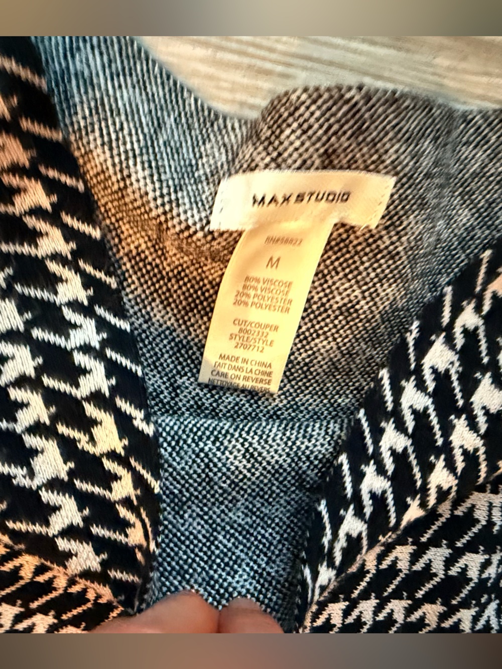 Max Studio Black and White Houndstooth Skater Skirt - Picture 4 of 5